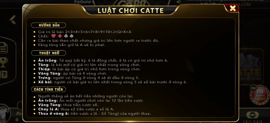 Luật cá cược Catte chi tiết nhất