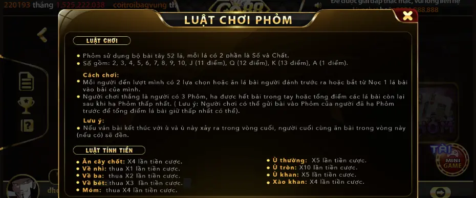 Hướng dẫn luật chơi Phỏm chi tiết